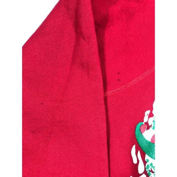 Vintage Christmas Sweatshirt M Red Michigan St Nickosaur 90s Discus Made In USA - Picture 8 of 10